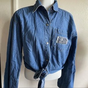 Vtg Get Used Demin Top Sz L